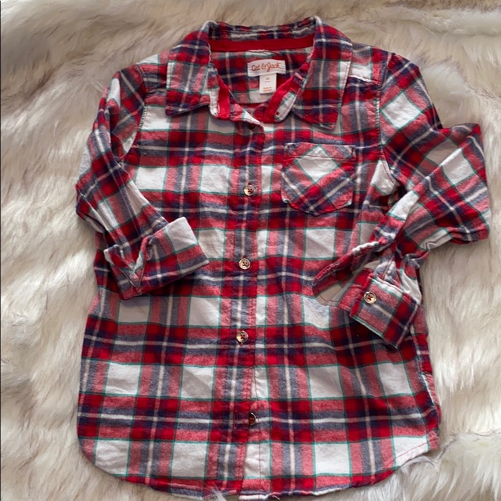 Red plaid Cat & Jack button up shirt